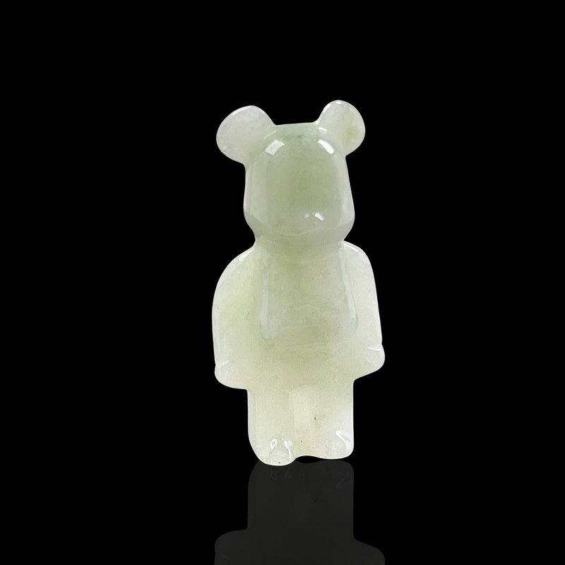 【熊熊玉见你】冰种翡翠可爱小熊摆饰 | 天然缅甸翡翠A货 | 送礼 - 印章/印台 - 玉石 绿色