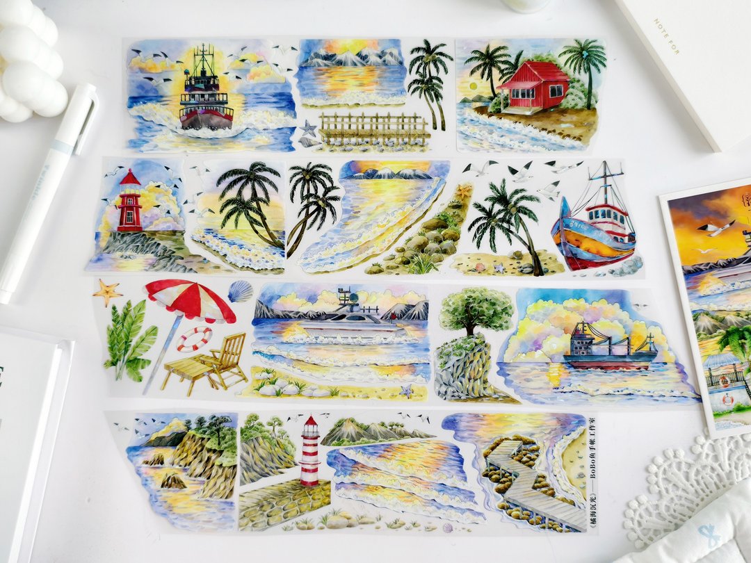 橘海沉光 PET 纸胶带 贝壳光 5米卷 - 纸胶带 - 其他材质 多色