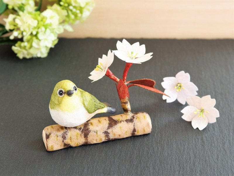春天的装饰、樱花、雀樱花、绣眼草和纸室内装饰 - 摆饰 - 粘土 绿色