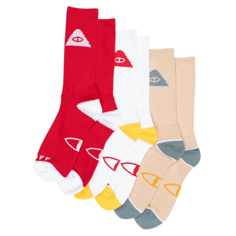 POLER ICON SOCKS 经典长袜 男袜 3件组 红*白 - 袜子 - 其他材质 多色