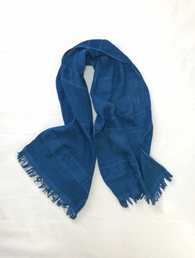 Indigo dyed Aizen - Organic Cotton BLUE Stole - 其他 - 棉．麻 蓝色