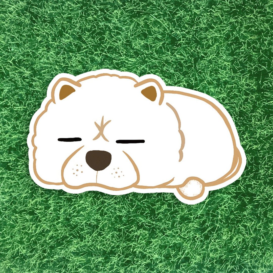 松狮犬 睡觉系列 白松狮 防水贴纸 SA071 - 墙贴/壁贴 - 防水材质 白色