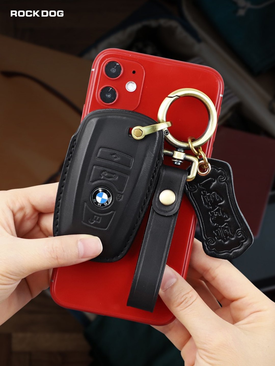 纯手工真皮宝马汽车钥匙套BMW 3-series 5-F10 F12 F30 F31 F3 - 钥匙链/钥匙包 - 真皮 黑色