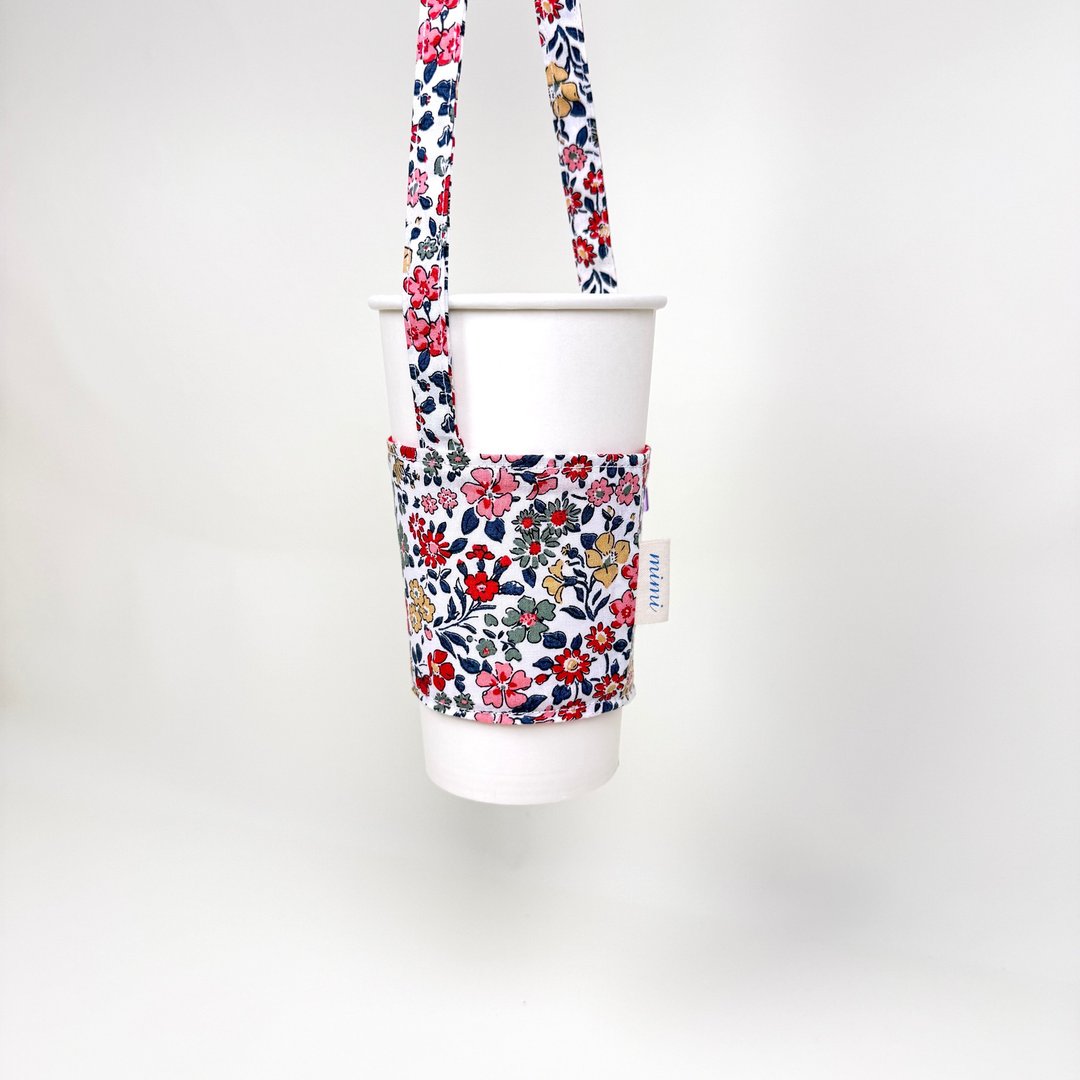Floral 花朵 饮料提袋 - 随行杯提袋/水壶袋 - 棉 多色
