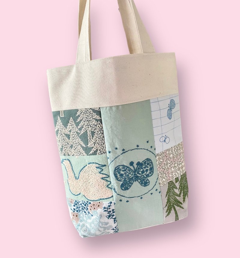 minä perhonen patchwork with gusset tote bag - 手提包/手提袋 - 棉．麻 