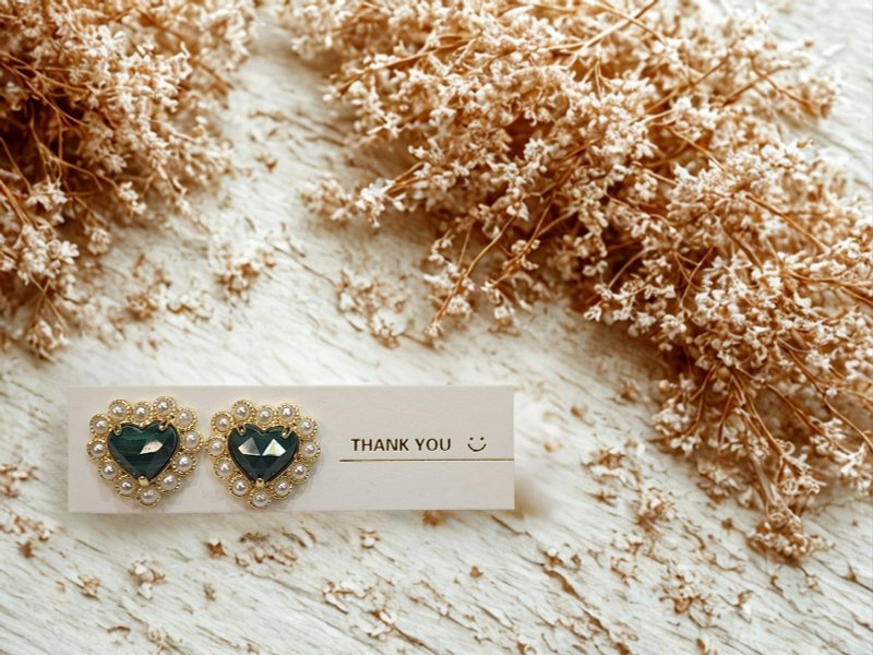 心之遥想 · 孔雀石· 晶石淡水珠耳环 - 耳环/耳夹 - 水晶 紫色