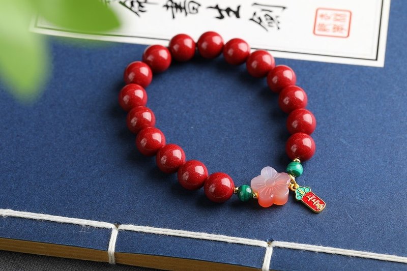 天然原矿朱砂精品紫金砂单圈手链尺寸10mm左右 含量高达95%以 - 手链/手环 - 宝石 