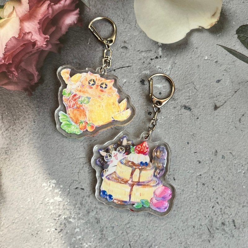 猫咪吐司盒子压克力钥匙圈(两款) - 钥匙链/钥匙包 - 塑料 多色