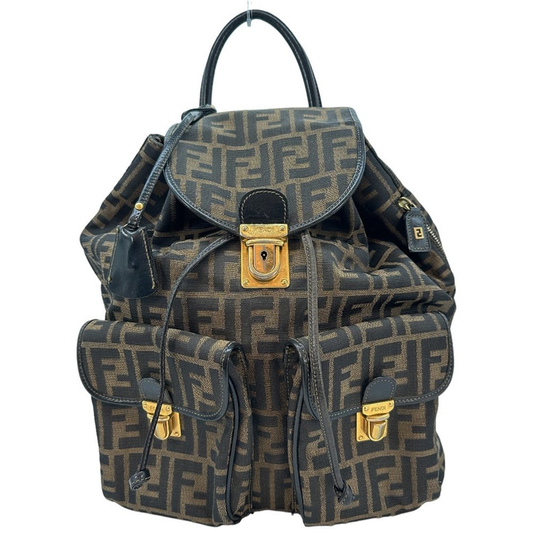 【日本直送】FENDI 经典双F Logo帆布 × 皮革两用后背包【二手】 - 后背包/双肩包 - 棉 咖啡色