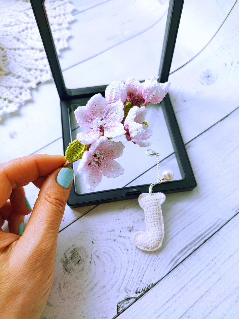 樱花胸针 樱花胸针 樱花翻领别针 粉红花朵胸针 - 胸针 - 棉．麻 粉红色