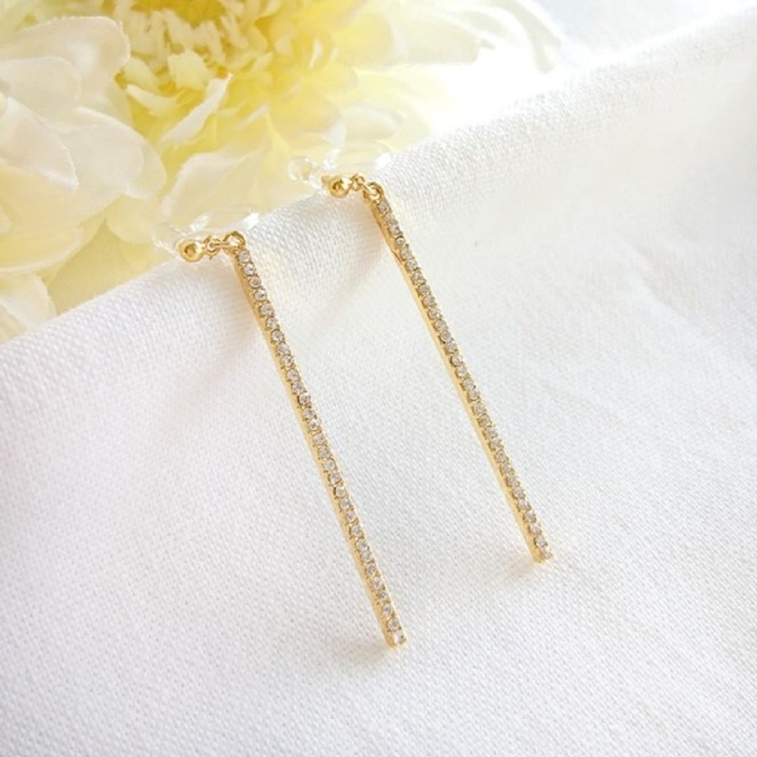 Bijou stick Clip-On, earrings - 耳环/耳夹 - 其他金属 金色