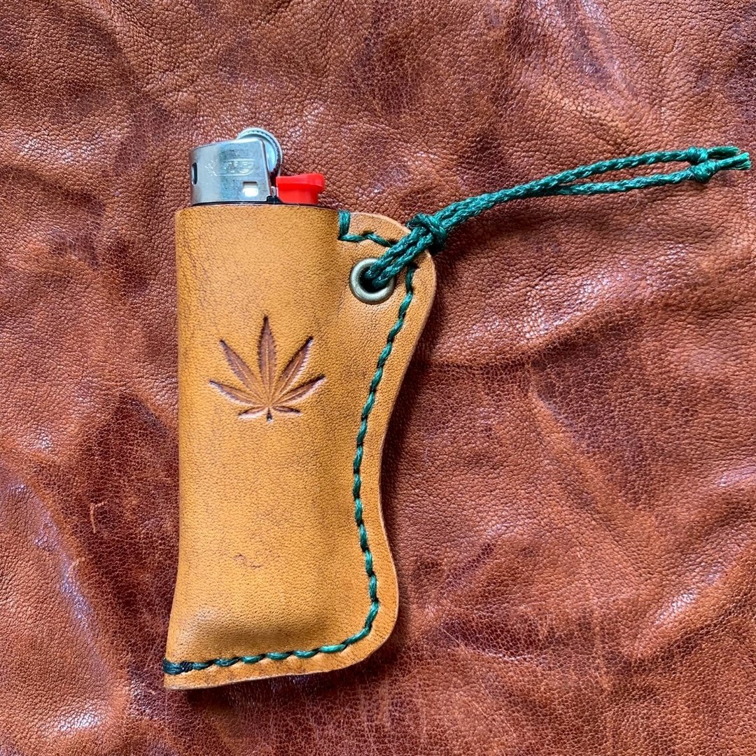 仿旧 Bic 打火机套 - Weed - - 其他 - 真皮 绿色