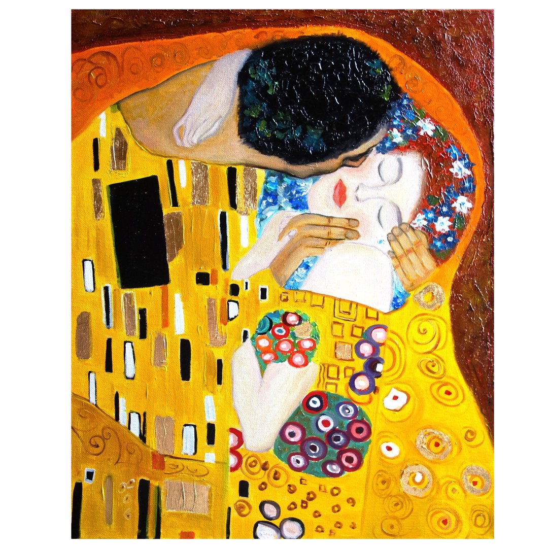 Couple Painting Oil The Kiss Original Art  Artwork Canvas Art - 海报/装饰画/版画 - 其他材质 多色