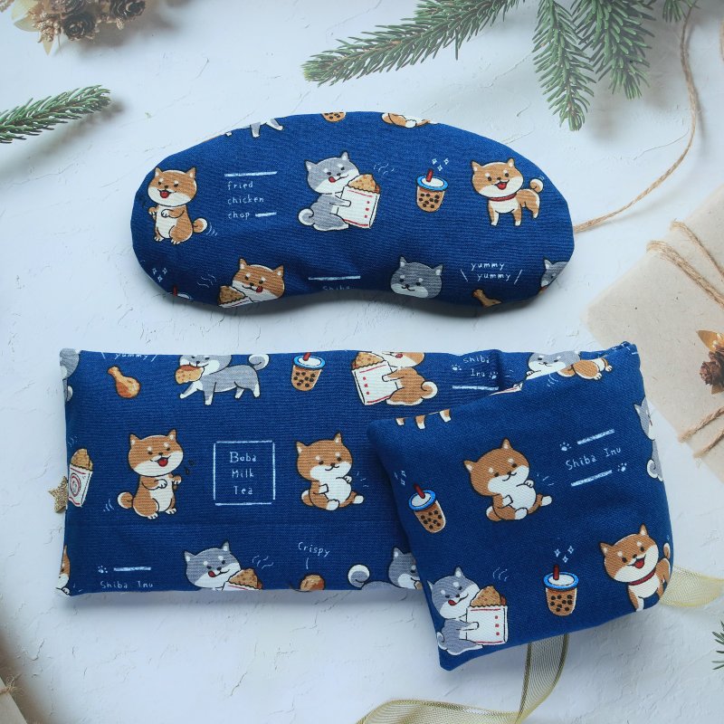 【吃货柴柴-蓝】热敷眼罩 万用 肩用热敷垫 カイロ 多种香气可选 - 其他 - 棉．麻 蓝色