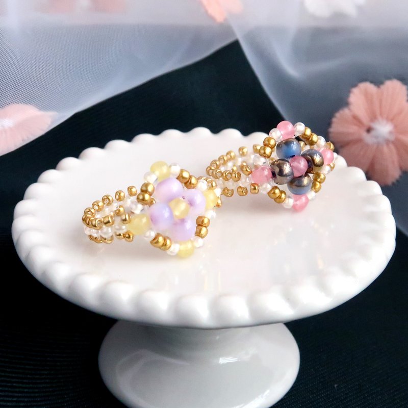 【余白】辉煌年代 串珠戒指 - 手作饰品 - 戒指 - 玻璃 多色