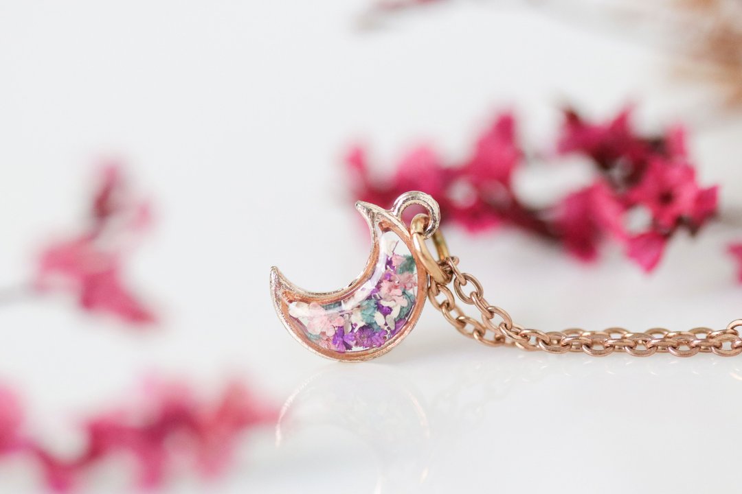 Necklace rose gold (ammi majus) - 项链 - 玫瑰金 紫色