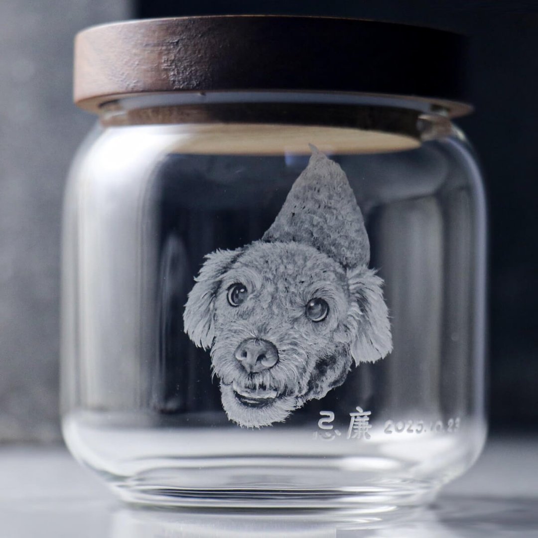 10cm【狗狗骨灰罐】狗狗定制宠物画像 毛小在天堂的家 - 订制抱枕/饰品 - 玻璃 透明