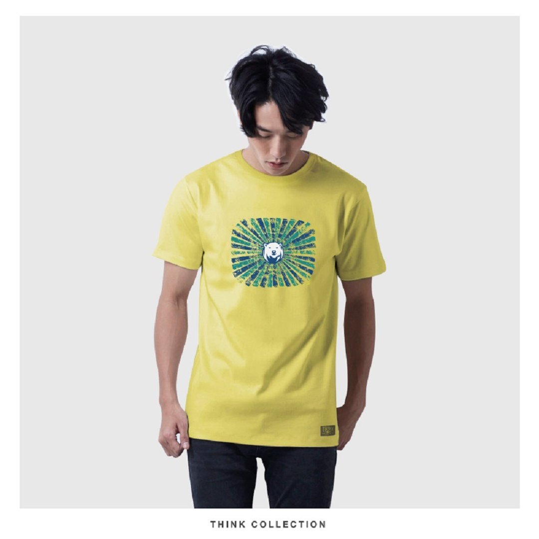 Think T-shirt Global Warming is Real (Yellow) - 中性连帽卫衣/T 恤 - 棉．麻 黄色