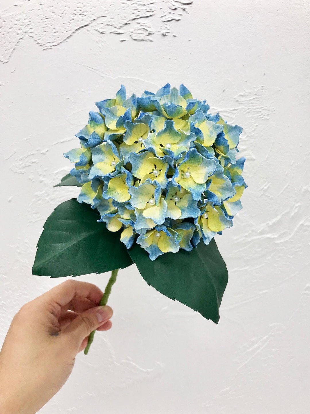【黄蓝手绘渐变染色】皮革绣球花球 - 摆饰 - 真皮 蓝色