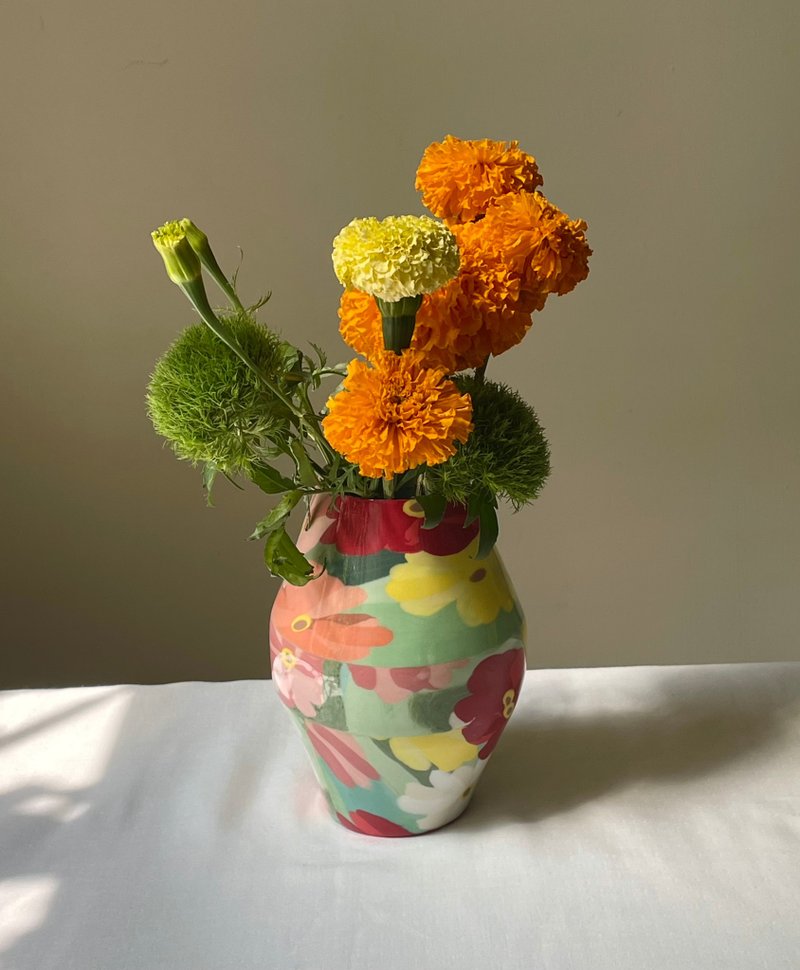 百日草全釉大花器 - 花瓶/陶器 - 瓷 