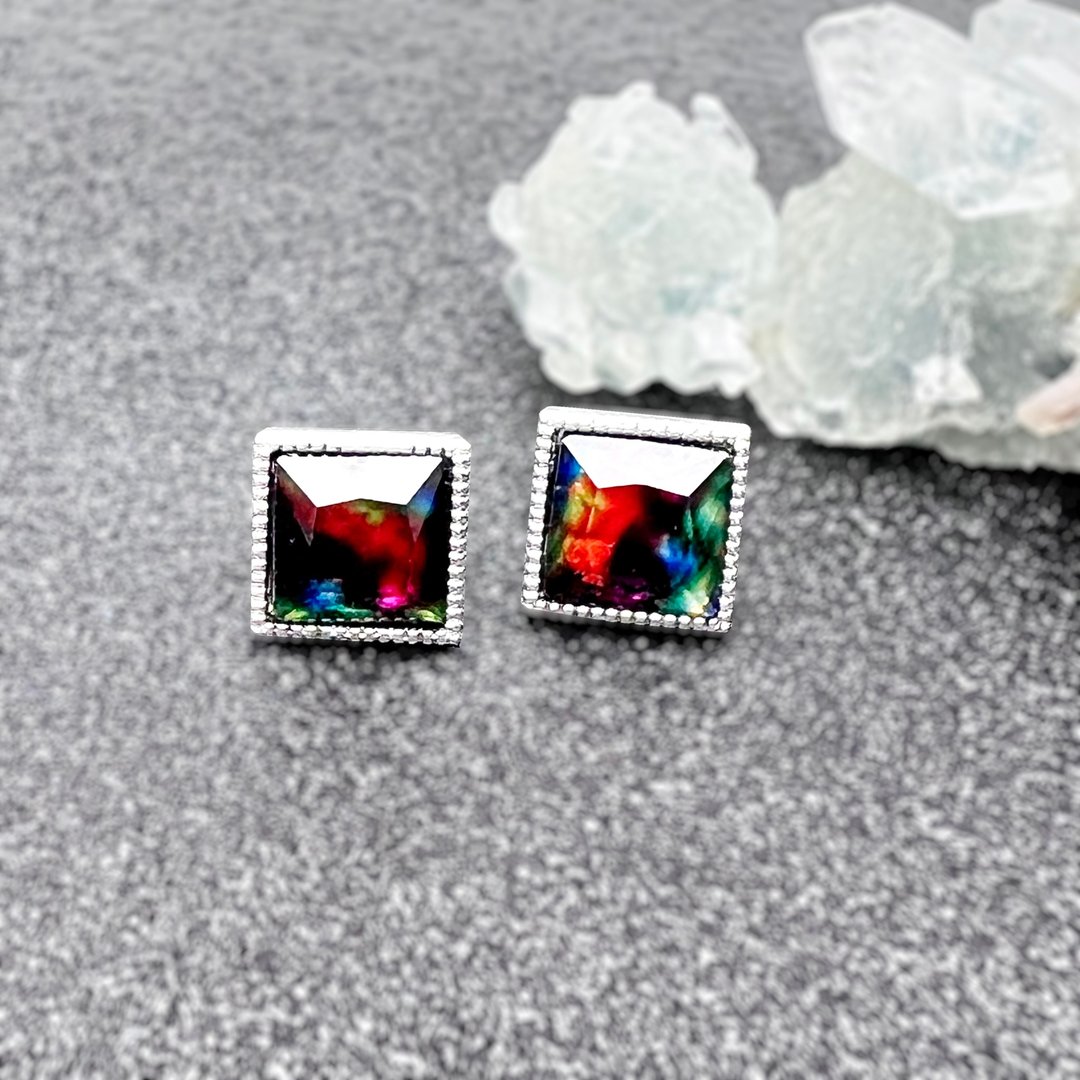 静灿。耳环 S925银针 增强信心 招财 疗愈 l 斑彩石 宝石 镀膜 l - 耳环/耳夹 - 宝石 多色