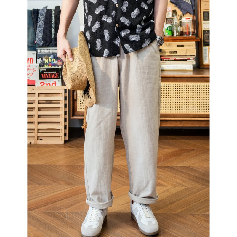 棉麻长裤 休闲 春夏 透气 舒适 三色cotton-ramie blend pants - 男士长裤 - 棉．麻 卡其色