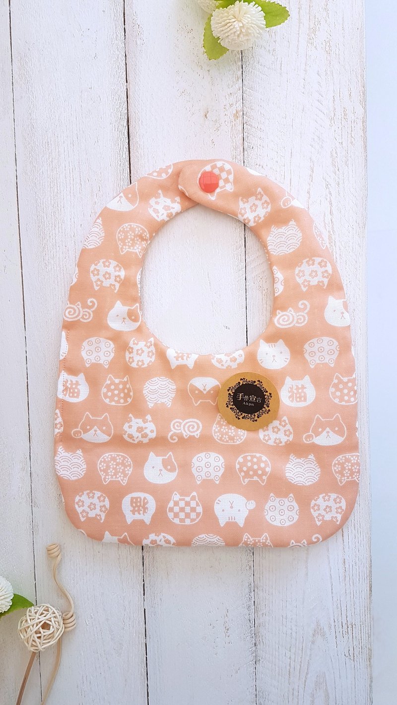 AKPN(橘猫)八重纱100%cotton双面围兜口水巾(共五色可选) - 围嘴/口水巾 - 棉．麻 橘色