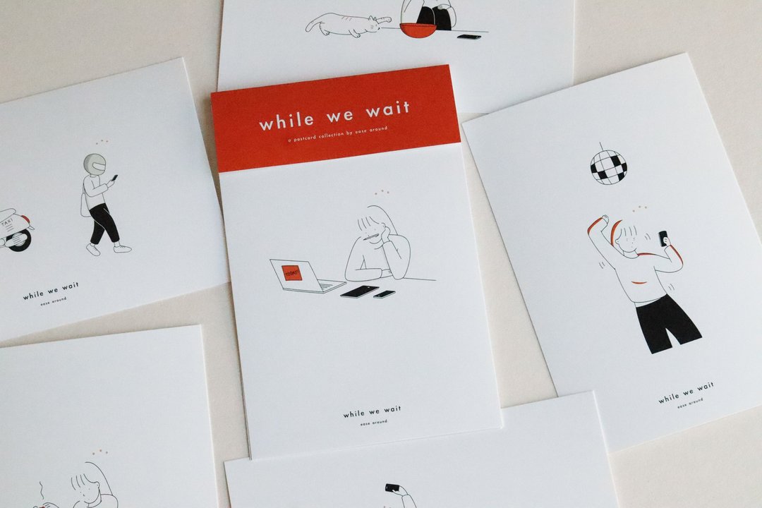 while we wait Postcard Set - 卡片/明信片 - 纸 白色