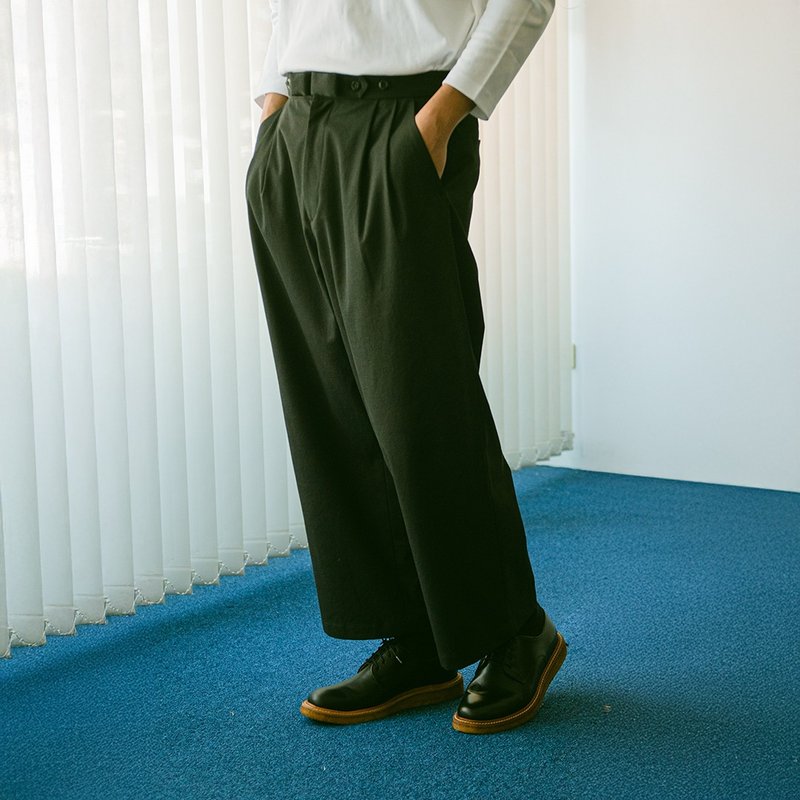 Hakama九分宽裤-(Body Shell Dry) - 男士长裤 - 棉．麻 黑色