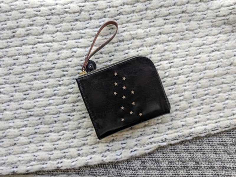 Pinkoi 代购 -  皮革钱包“Milky Way”亮光黑色（双折迷你钱包）山羊皮革 - 皮夹/钱包 - 真皮 