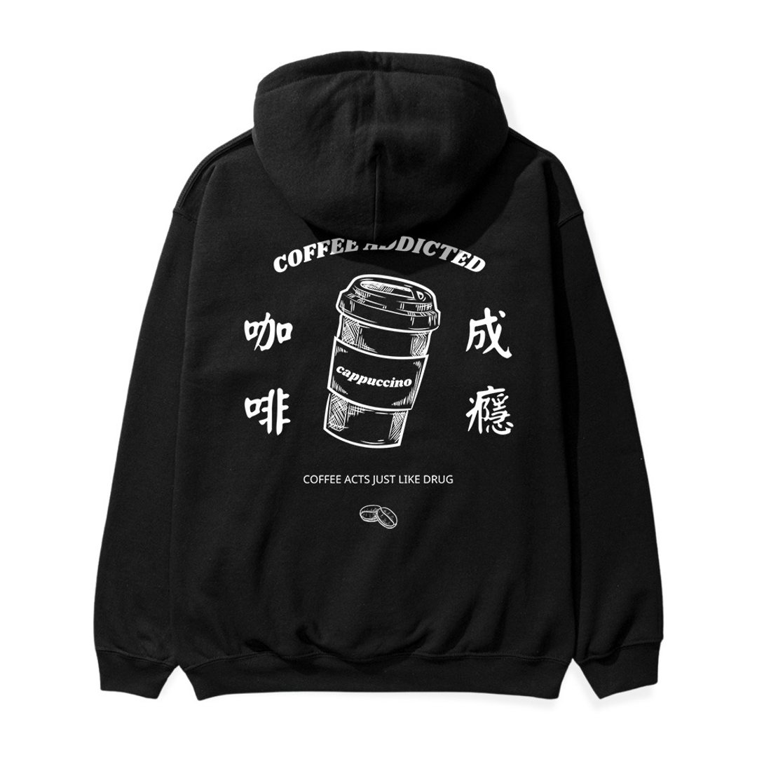 【Creeps Original】Coffee Addicted Heavyweight Fleece Hoodie - 中性连帽卫衣/T 恤 - 棉 多色
