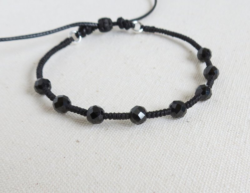 本命年【幸运石】黑尖晶石南美蜡线手链*SJ50*招财、开运、避邪 - 手链/手环 - 宝石 灰色