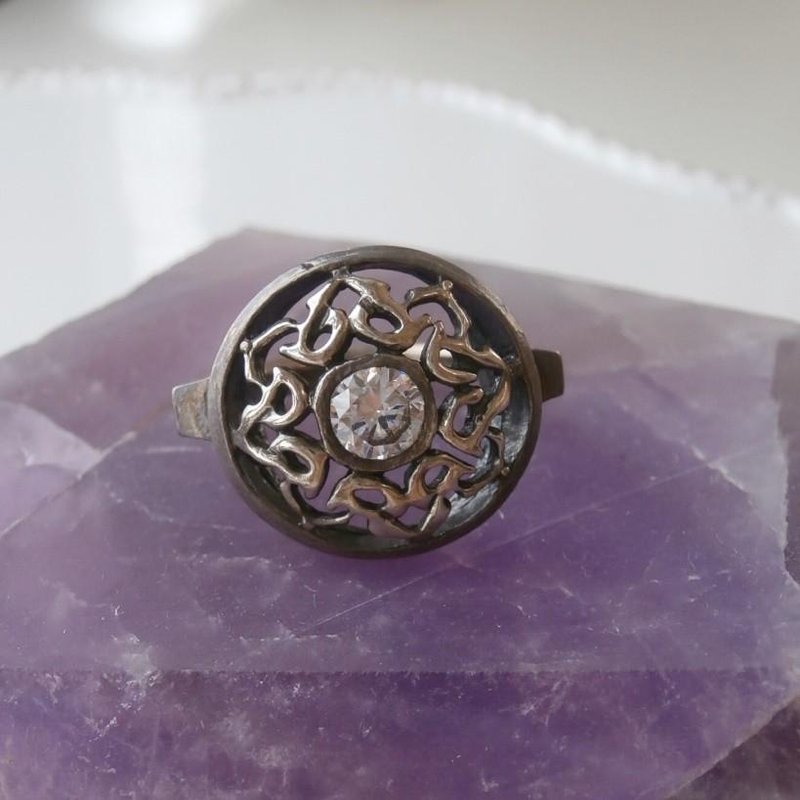 Cubic zirconia and Silver ring - 戒指 - 其他金属 黑色