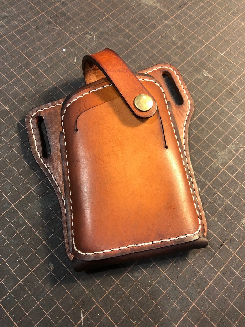 手机皮套 手缝真皮植鞣革 | 素版无装饰 - 手机壳/手机套 - 真皮 橘色