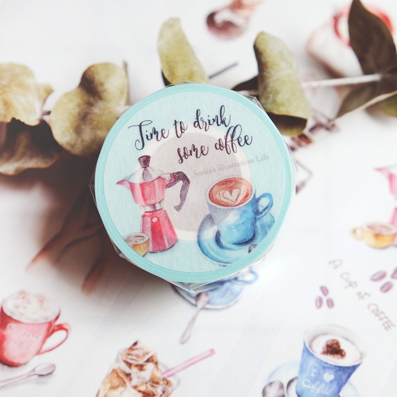 Coffee纸胶带3CM (带离型纸) - 纸胶带 - 纸 