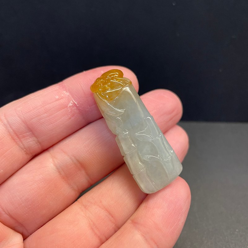 瀚玉珠宝 天然A货翡翠 冰蜜糖黄 黄翡竹节 竹子 节节高升 鸿运 - 其他 - 玉石 