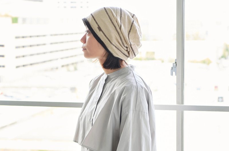 CHARM 亚麻人造丝 缝线设计宽松冷帽 #KT - 帽子 - 亚麻 卡其色