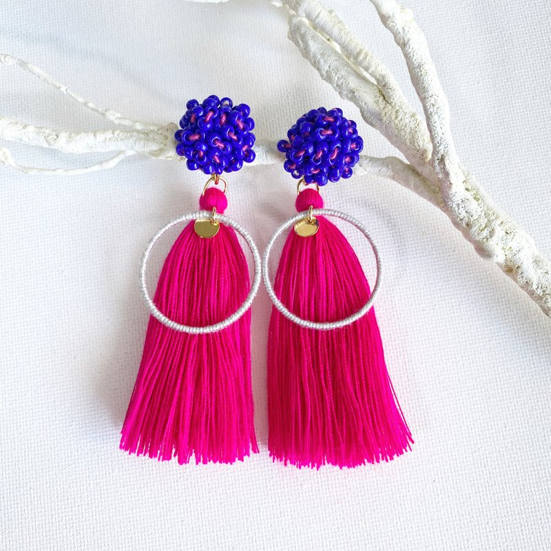 Merry Earrings Clip-On[Pink] - 耳环/耳夹 - 玻璃 粉红色