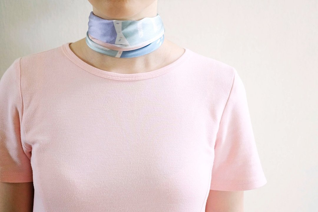 Terrazzo Silk Satin Scarf (Pastel), Pure Silk Satin, Square Scarf. - 丝巾 - 丝．绢 粉红色