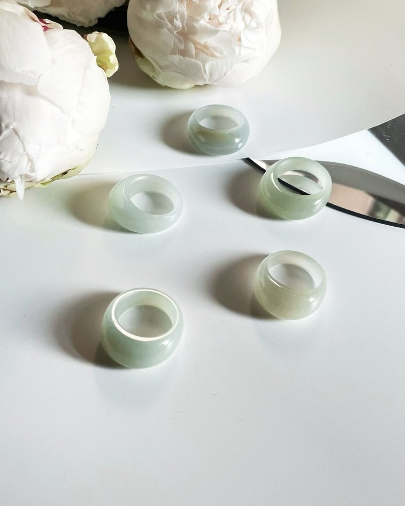 天然和田玉且末蓝馒头戒 港码17~15   汲蓝 #362 363 364 365 366 - 戒指 - 玉石 蓝色