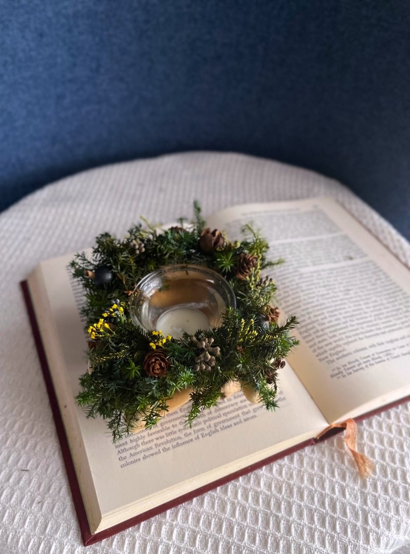 圣诞烛台 | 圣诞树 圣诞小树 干燥花 松果圣诞花圈交换礼物 - 蜡烛/烛台 - 植物．花 
