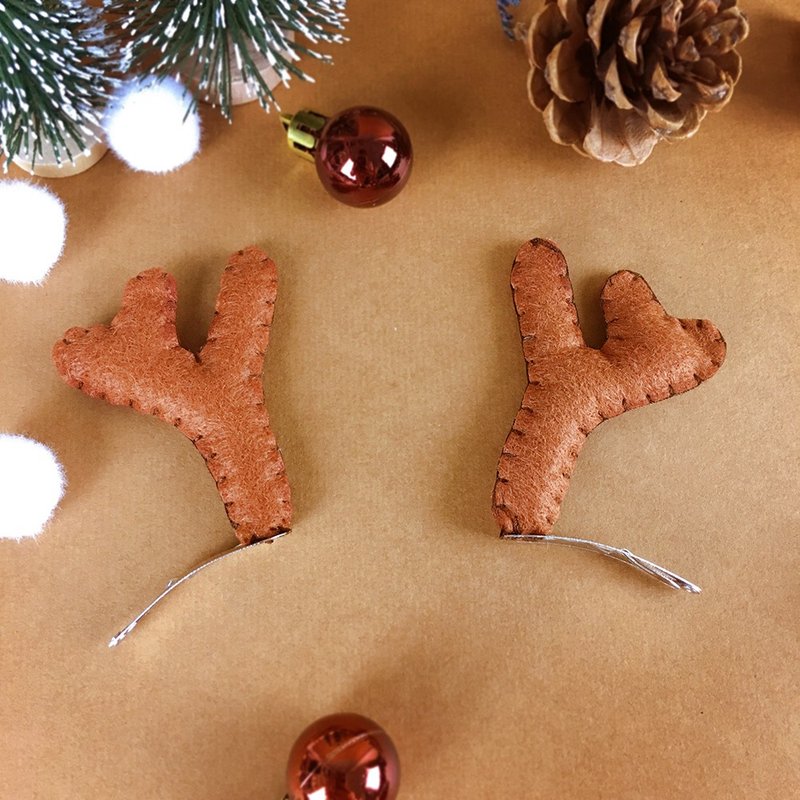 【圣诞礼盒】驯鹿发夹 立体 发饰 - 发饰 - 聚酯纤维 咖啡色