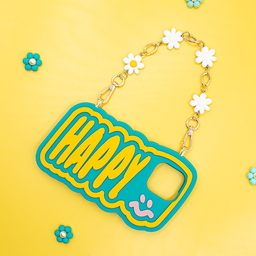【Candies】iPhone 13 系列 - Candies HAPPY小雏菊手机壳 蓝绿 - 手机壳/手机套 - 硅胶 蓝色