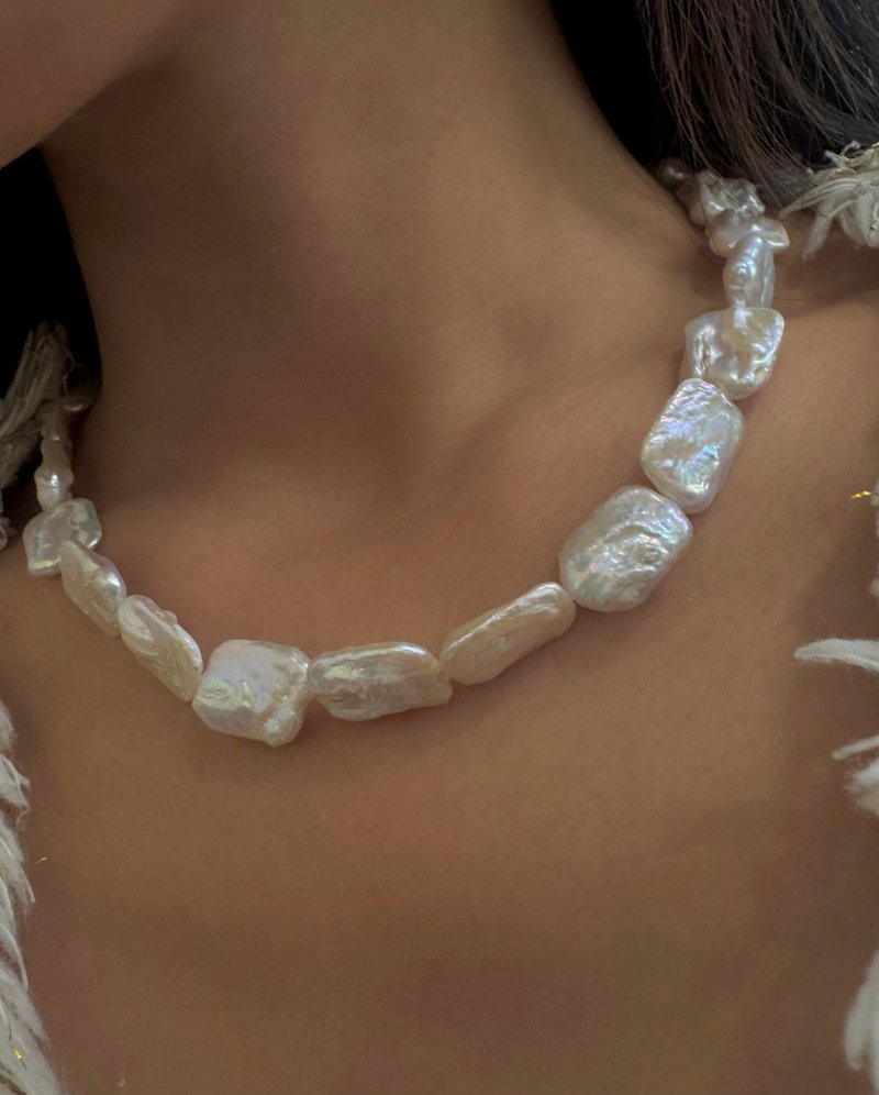 巴洛克 珍珠 方形 珍珠项链 巴洛克 异型 珍珠 项链 - 项链 - 珍珠 白色