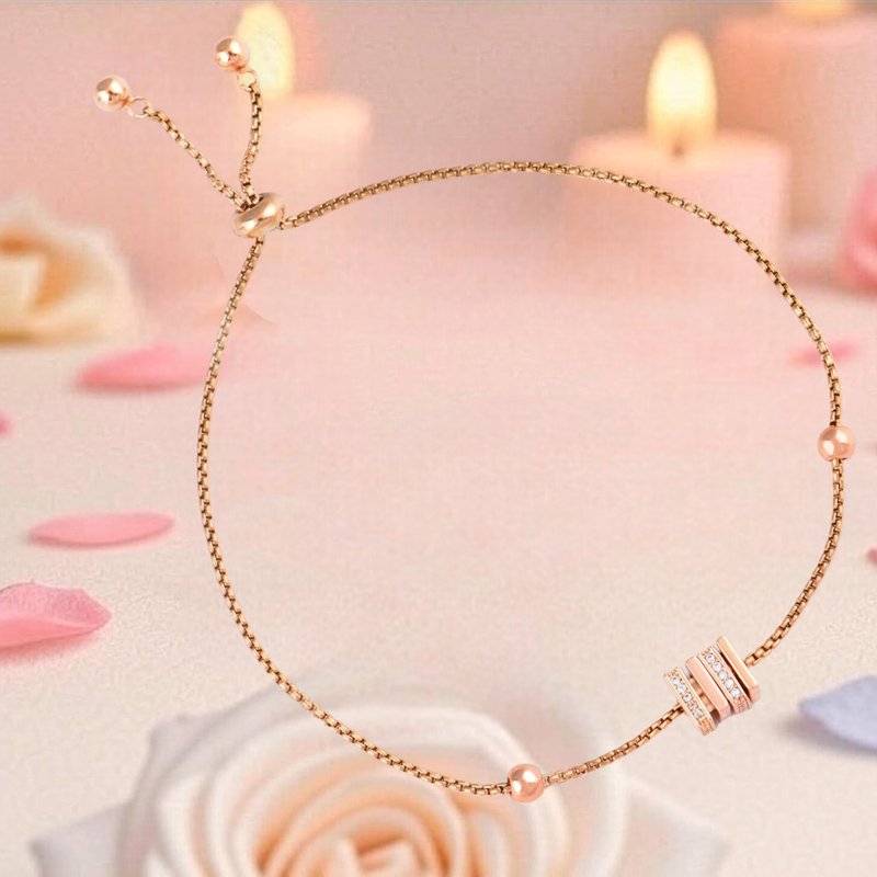 【晶钻幻影】魔方CZ晶钻吊饰手链 | 璀璨流转 - 浪漫相系 - 手链/手环 - 铜/黄铜 粉红色