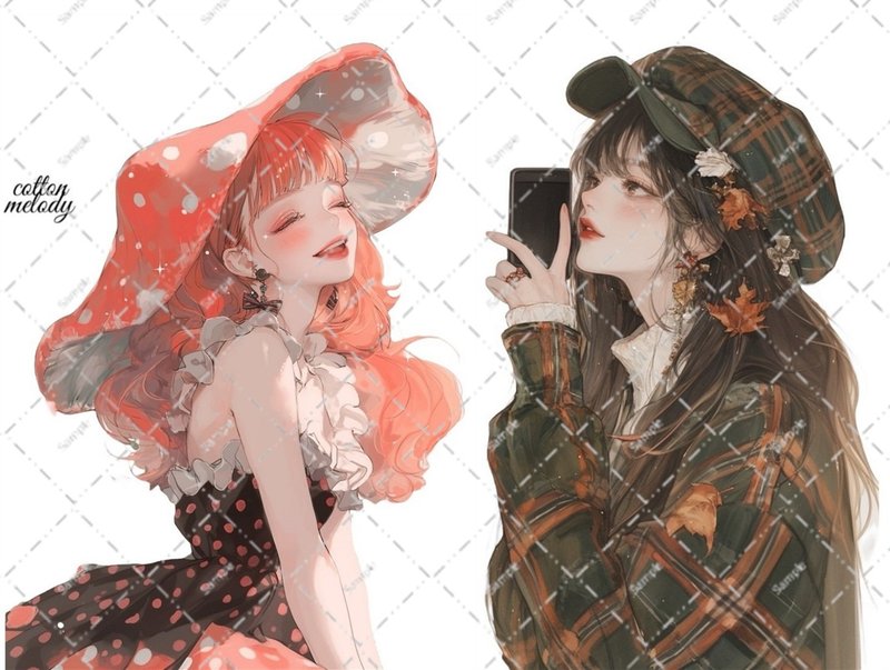 original sticker no.6837 人物贴纸 原创贴纸 人物贴纸 女孩贴纸 原创人物贴纸 - 贴纸 - 纸 