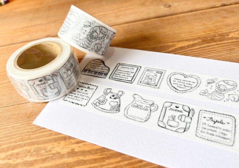 我喜爱的图案和纸胶带 - 纸胶带 - 纸 白色