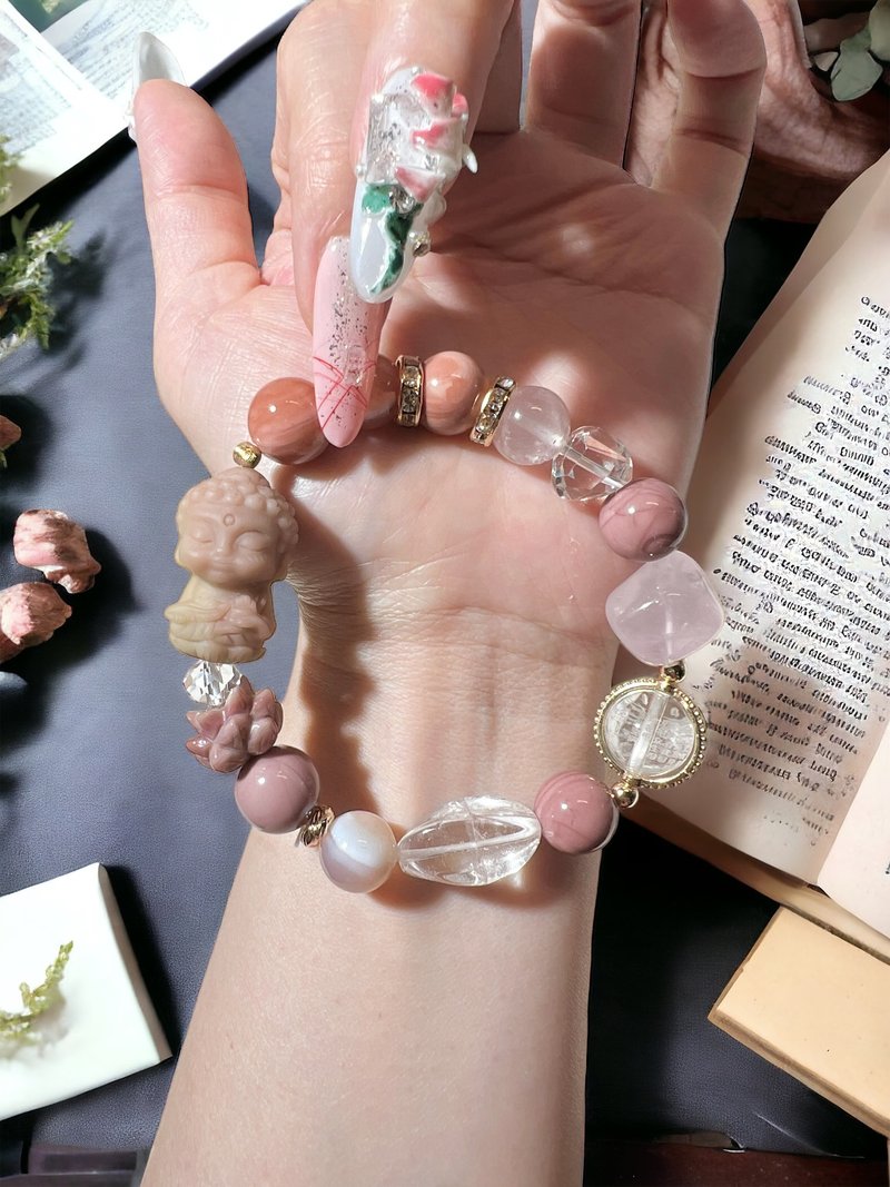 阿拉善玛瑙 如来佛 金刚经 挡煞避邪保平安手链-已结缘可设计同款 - 手链/手环 - 水晶 