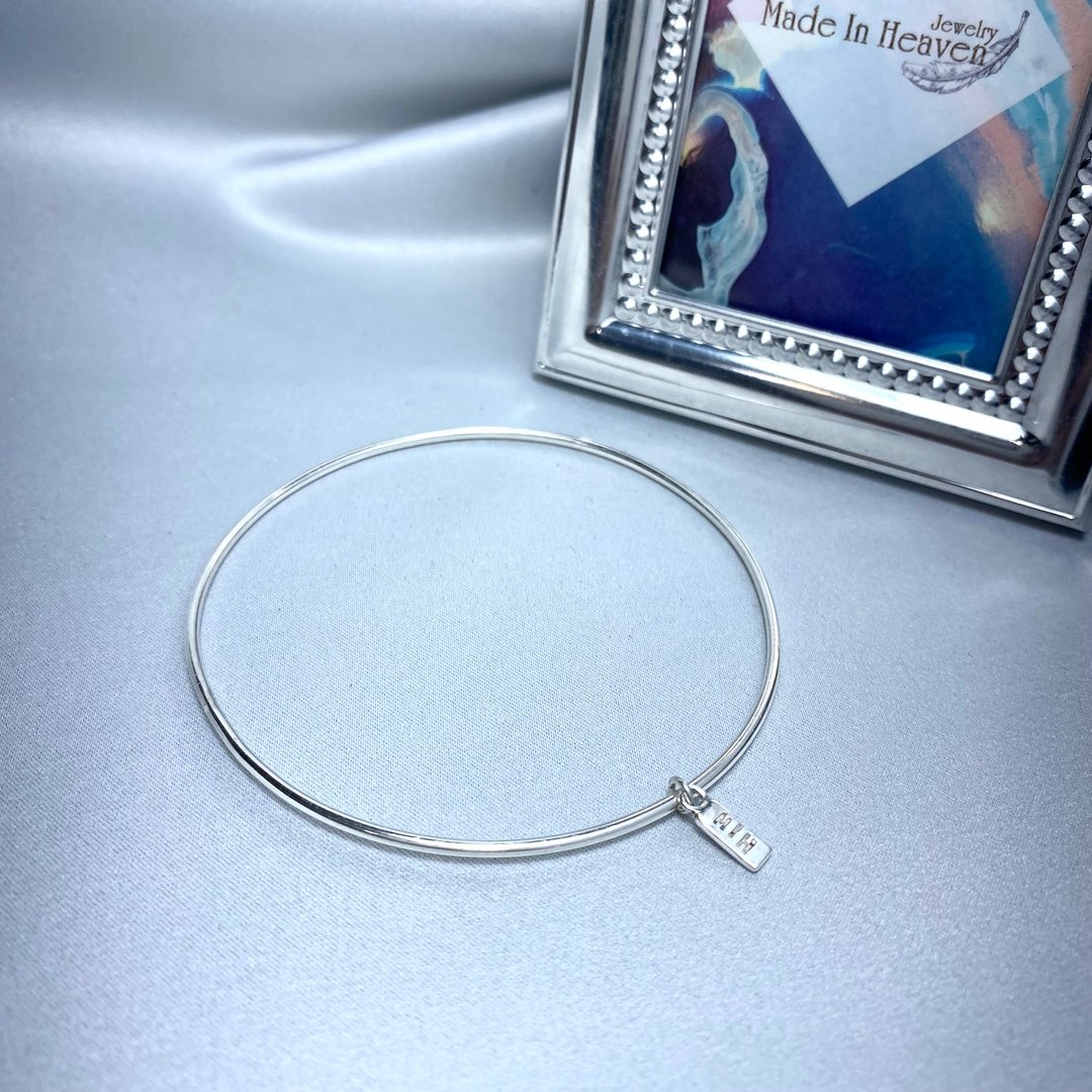 MIH金工首饰 | 极简风925纯银手环 minimalist silver bangle - 手链/手环 - 纯银 银色