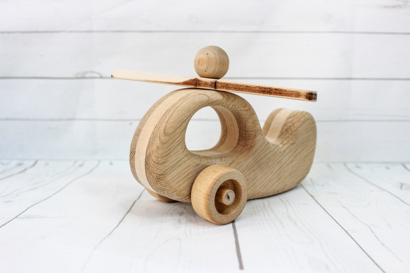 wood helicopter toy - wooden toy for 1 2 3 4 year old, montessori baby boy toys - 玩具/玩偶 - 木头 咖啡色